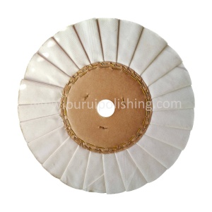 Alternative view of Pleated White Airway Buffing Wheel With Cardboard Center 6“-18”