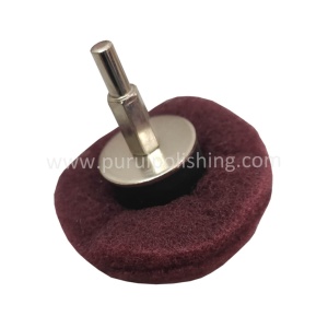 Alternative view of Mushroom Mounted Non Woven Wheel with 1/4″ Shank, Red Color, Medium Hardness