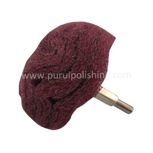 Mushroom Mounted Non Woven Wheel with 1/4″ Shank, Red Color, Medium Hardness