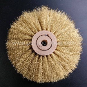 Alternative view of Brass Wire Wheel for Bench Grinder with Wooden Hub, 3"-10"