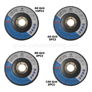 Alternative view of 20 Pack Aluminum Oxide Abrasive Flap Disc Kit 4.5 Inch x 7/8 Inch T27 With 40/60/80 And 120# Grit