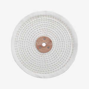White Stitched Cotton Buffing Wheels with Leather Washer, 3" to 16"