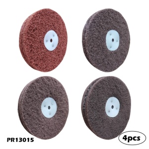 6" x 2 Section Satin Non Woven Abrasive Polishing Wheel Kit for Bench Grinder, 3/8" Arbor Hole, with Each 1PC 80#, 120#, 180#, 320#, Pack Of 4