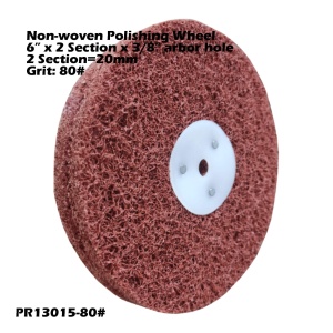 Alternative view of 6" x 2 Section Satin Non Woven Abrasive Polishing Wheel Kit for Bench Grinder, 3/8" Arbor Hole, with Each 1PC 80#, 120#, 180#, 320#, Pack Of 4