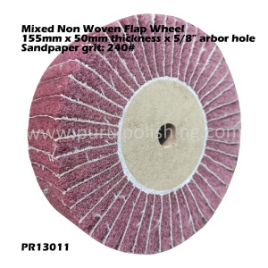 Alternative view of 155mm x 50mm x 5/8" Arbor Hole Mixed Non Woven Flap Wheel With 240# Sandpaper