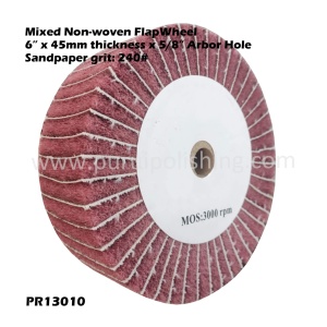 Alternative view of 6" x 45mm x 5/8" Arbor Hole Mixed Non Woven Flap Wheel With 240# Sandpaper