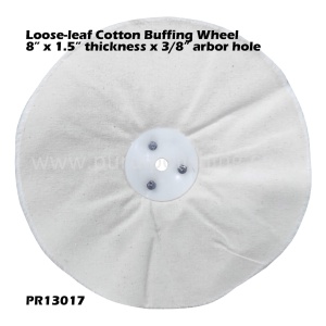 Alternative view of 8" Loose Cotton Buffing Wheel For Bench Grinder, 1.5" Thickness, 3/8" Arbor Hole