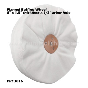 Alternative view of 8" x 1.5" x 1/2" Arbor Hole Loose Leaf Flannel Buffing Wheel With Leather Washer, Pack of 2